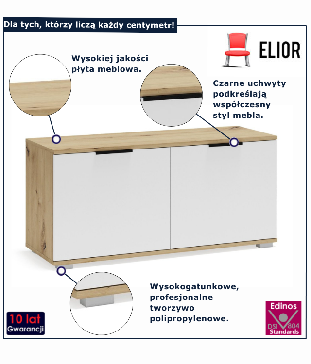 Szafka na buty dąb artisan + biały Merable 4X