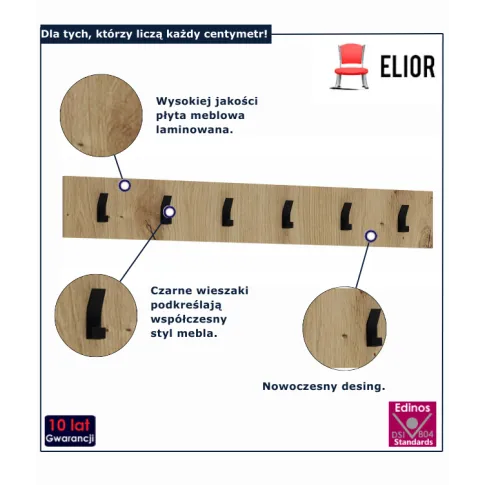 Wieszak ścienny w kolorze dąb artisan Riwale 6X (2)