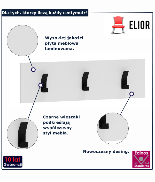 Wieszak ścienny biały  Merable 7X