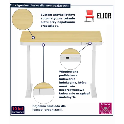 Biurko elektryczne z szufladą w kolorze dąb Rannman