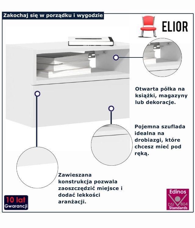 biała szafka nocna Selima