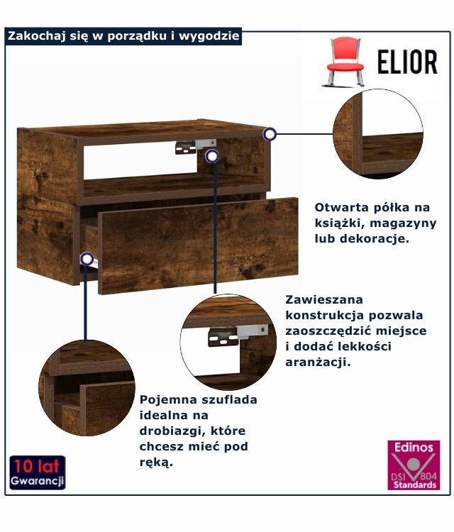 szafka nocna przydymiony dąb Selima