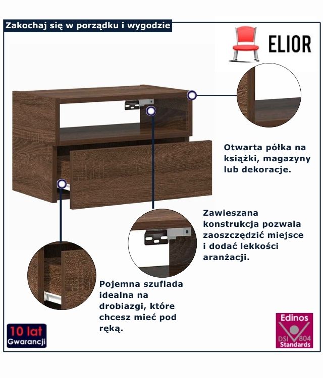 szafka nocna brązowy dąb  Selima