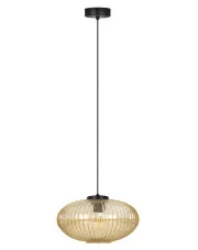 Beżowa lampa wisząca z ryflowanym kloszem - J046-Lewiro w sklepie Edinos.pl