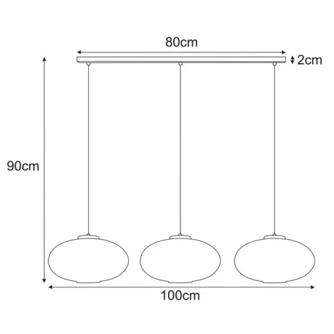 Wymiary lampy potrójnej J047-Lewiro