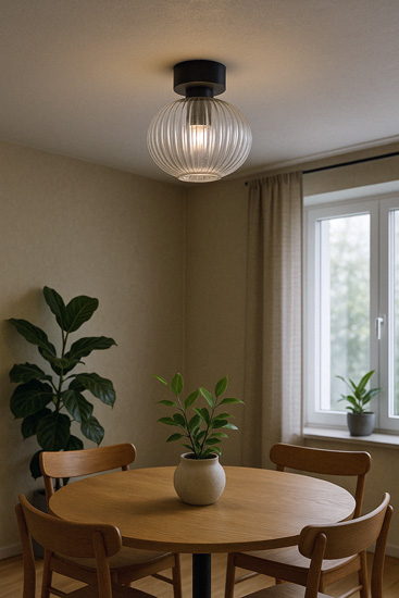 Lampa sufitowa z ryflowanym kloszem szara H256-Lirena