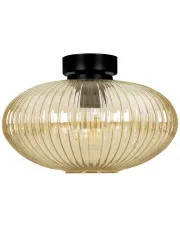 Beżowa lampa sufitowa z ryflowanym kloszem - J048-Lewiro w sklepie Edinos.pl