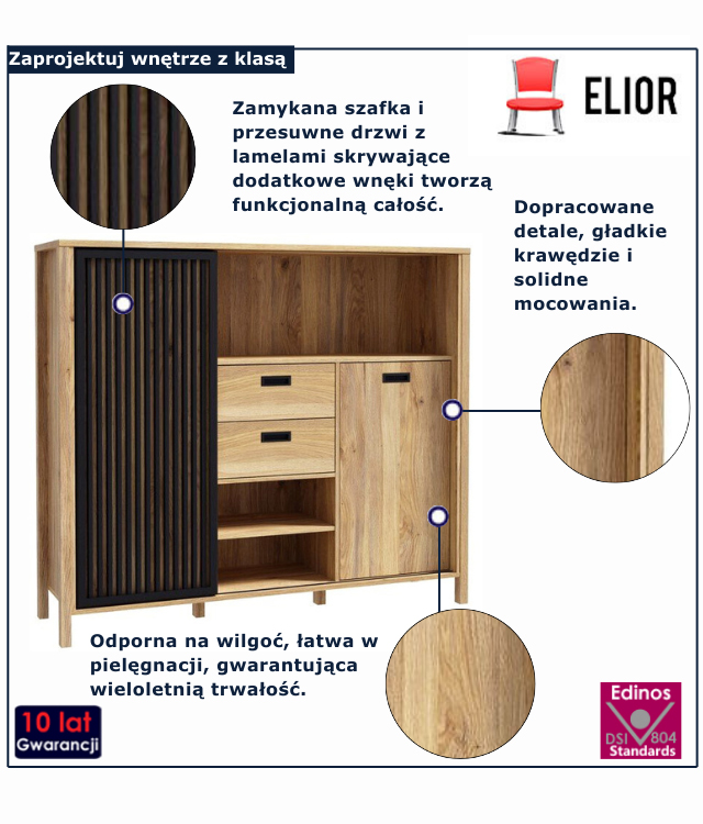 Nowoczesna komoda na nozkach Dimon 6X