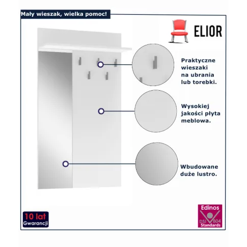 Wieszak ścienny w kolorze biały Jacea