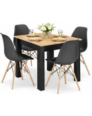 Kwadratowy zestaw do jadalni na czarnych nogach z 4 krzesłami - Campino 4X w sklepie Edinos.pl