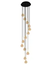 Beżowa zjawiskowa lampa z wiszącymi szklanymi kloszami - J064-Asejo w sklepie Edinos.pl