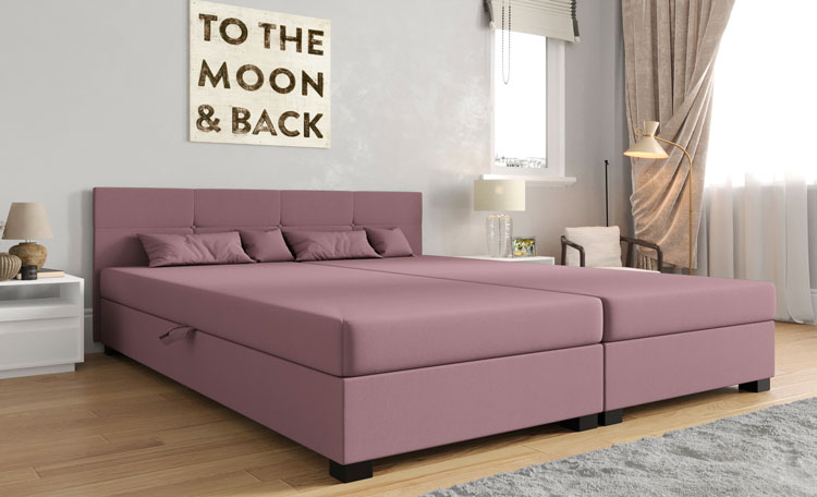 Nowoczesna sypialnia z różowym tapczanem dwuosobowym Diksi 3X