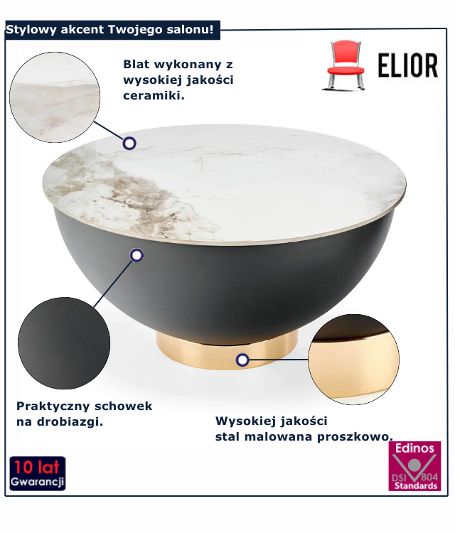 Stolik okrągły Erissa 3X