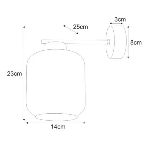 Wymiary lampy J077-Bira