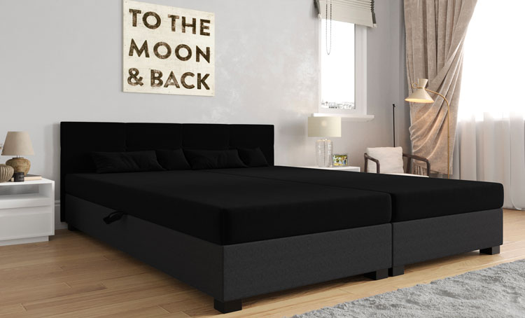 Nowoczesna sypialnia z tapczanem dwuosobowym Diksi 3X czarny + ciemny szary