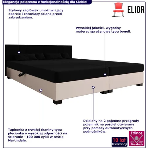 Tapczan dwuosobowy czarny + ecru Esceni 3X