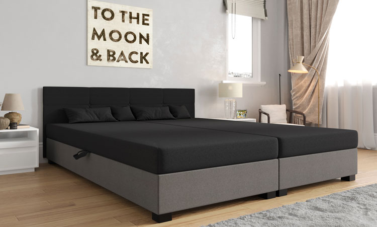 Sypialnia z tapczanem dwuosobowym Diksi 3X ciemny szary + jasny szary