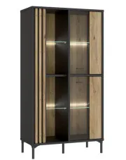 Elegancka witryna z podświetleniem LED dąb mauvella -  Lamisso 8X w sklepie Edinos.pl