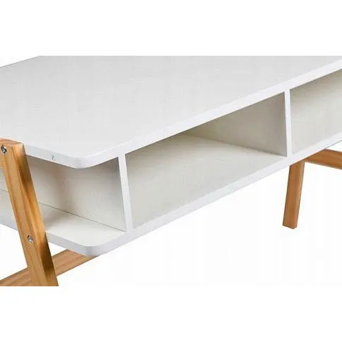 Szczegółowe zdjęcie nr 4 produktu Skandynawskie biurko Vedi - biel + bambus