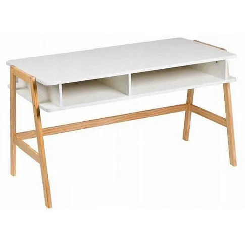 Zdjęcie produktu Skandynawskie biurko Vedi - biel + bambus.