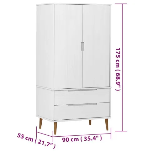 wymiary białej klasycznej szafy Noko
