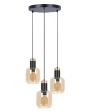 Beżowa wisząca lampa potrójna z okrągłą podstawą - J081-Sinet w sklepie Edinos.pl