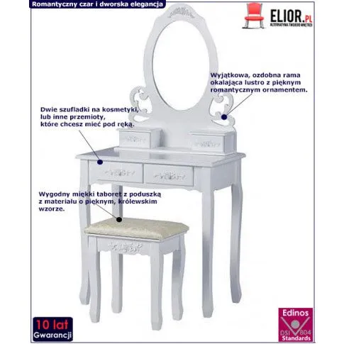 Zdjęcie romantyczna toaletka vintage Bosta 3X biała | Edinos.pl