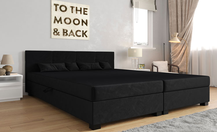 Sypialnia z wykorzystaniem ciemnoszarego tapczanu welurowego Diksi 4X