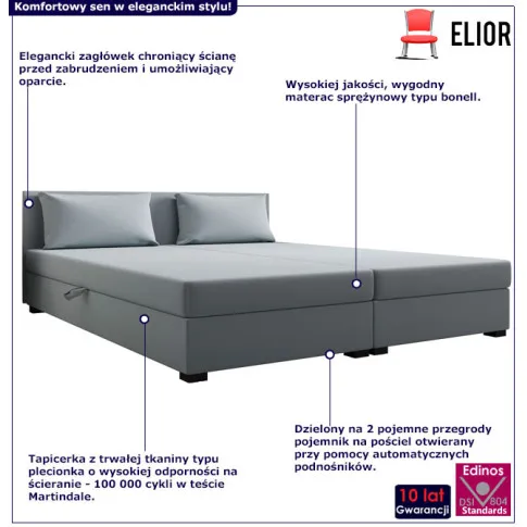 Niebieskie dwuosobowe łóżko z pojemnikiem Fionis 3X