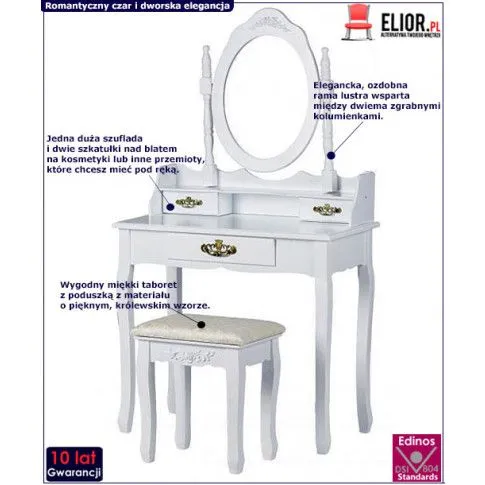 Szczegółowe zdjęcie nr 4 produktu Elegancka toaletka Sander 5X - biała