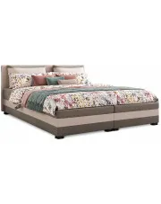 Łóżko dwuosobowe z pojemnikiem jasny szary + ecru Efox 3X - 3 rozmiary w sklepie Edinos.pl