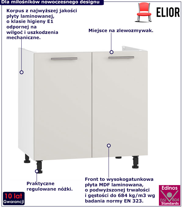 Nowoczesna szafka dolna Vokres 26X w modnym odcieniu kaszmiru