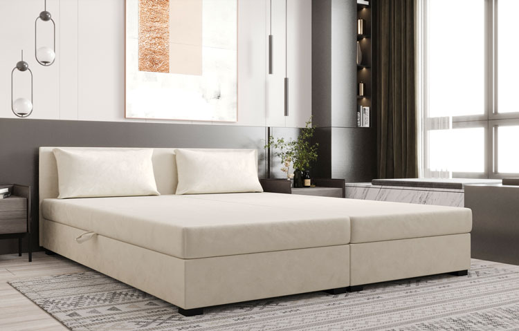 Sypialnia z podwójnym tapczanem welurowym Efox 4X krem