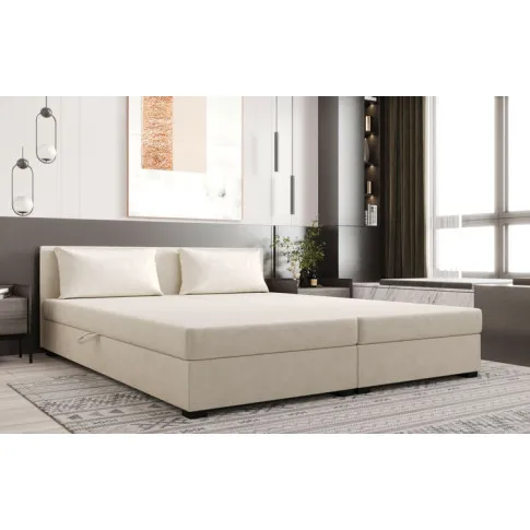 Sypialnia z kremowym łóżkiem welurowym Fionis 4X