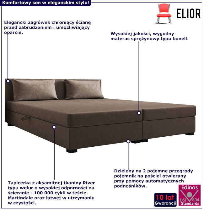 Nowoczesny tapczan z zagłówkiem Efox 4X brązowy