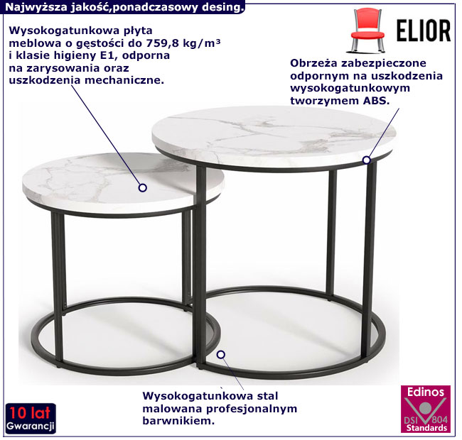 Komplet industrialnych stolików kawowych Oltin