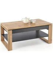 Prostokątna ława z podnoszonym blatem dąb artisan + czarny - Prunus w sklepie Edinos.pl