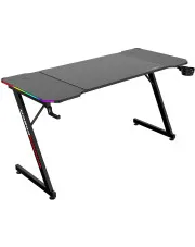 Czarne biurko gamingowe LED RGB - Villosa w sklepie Edinos.pl