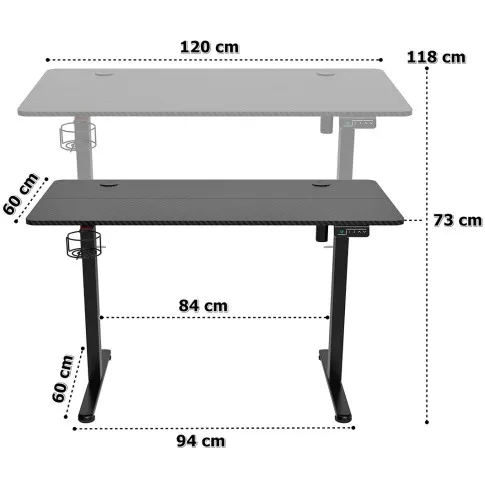 Wymiary biurka czarnego Wigiela 3X