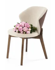 Nowoczesne beżowe krzesło drewniane - Defiks w sklepie Edinos.pl