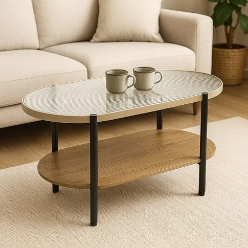 Szklana owalna ława owalna Kanela