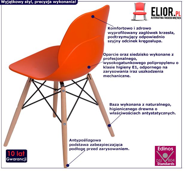 Modne krzesło Tina - pomarańczowe