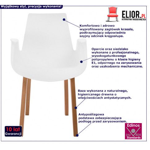 Fotografia Krzesło z podłokietnikami Nuffi - białe z kategorii Krzesła drewniane