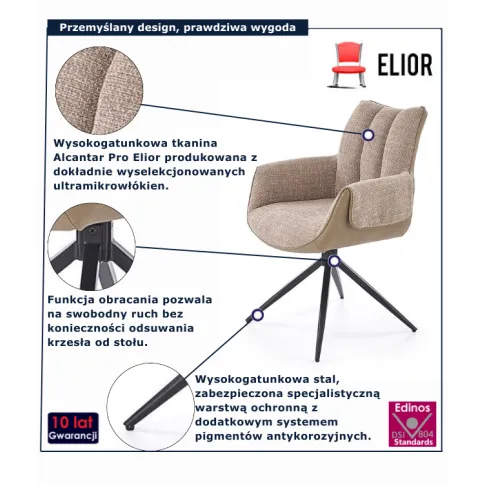 Brązowe pikowane krzesło Lars