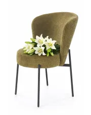 Oliwkowe krzesło na metalowej podstawie - Merci w sklepie Edinos.pl