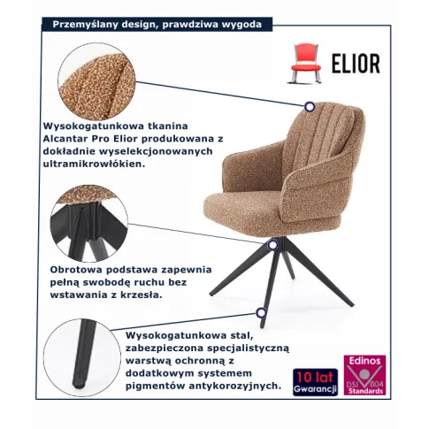 Cynamonowe krzesło tapicerowane Renarox