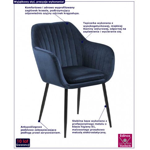 Fotografia Tapicerowany fotel welurowy Erino 3X - niebieski z kategorii Fotele wypoczynkowe