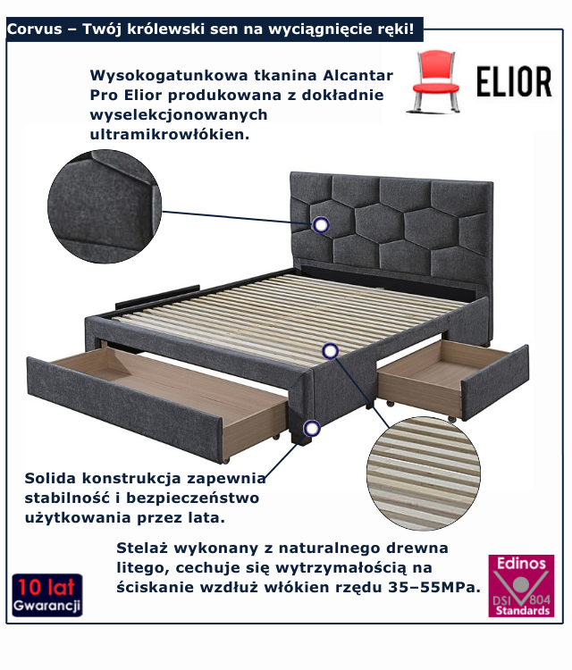 Łóżko tapicerowane Nario