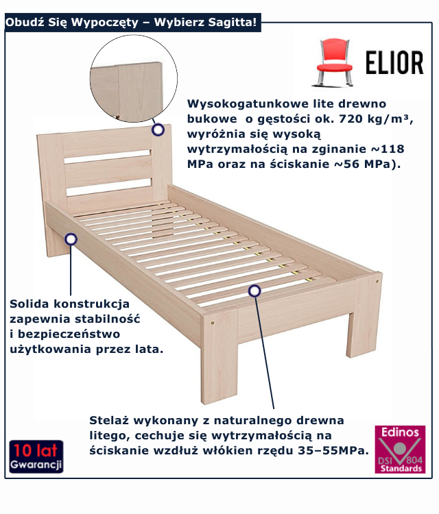 Łóżko drewniane Mossil