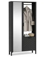 Czarna nowoczesna garderoba z lustrem - Sageri 13X w sklepie Edinos.pl